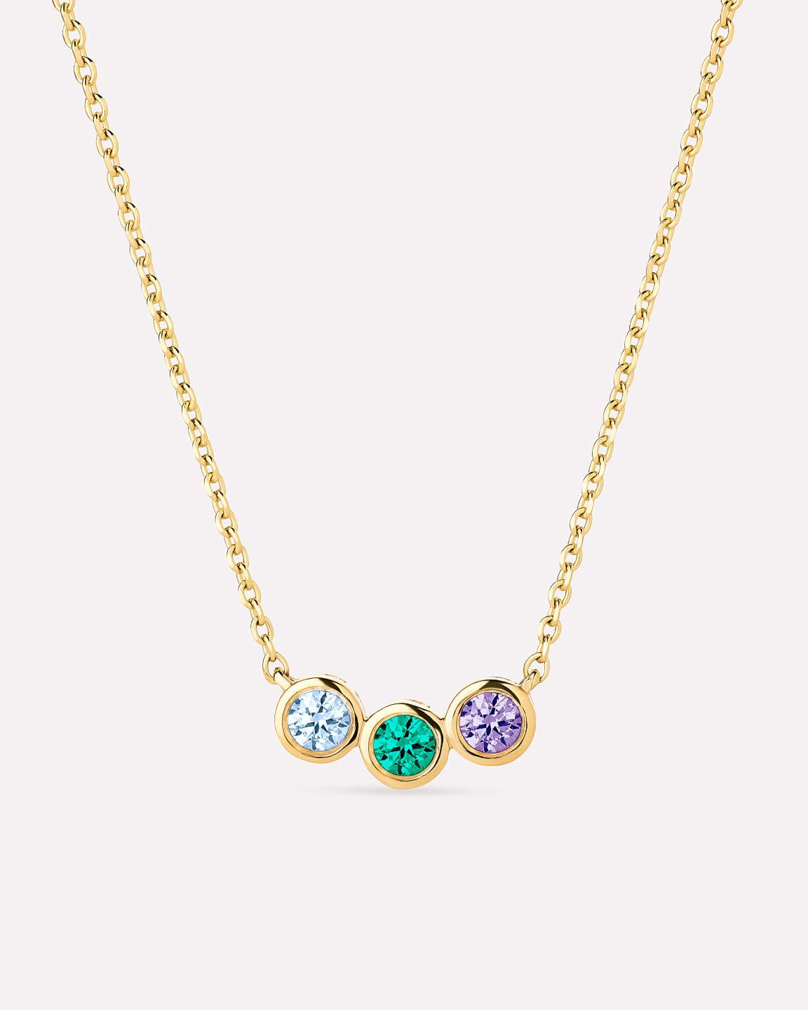 3 Stone Birthstone Necklace